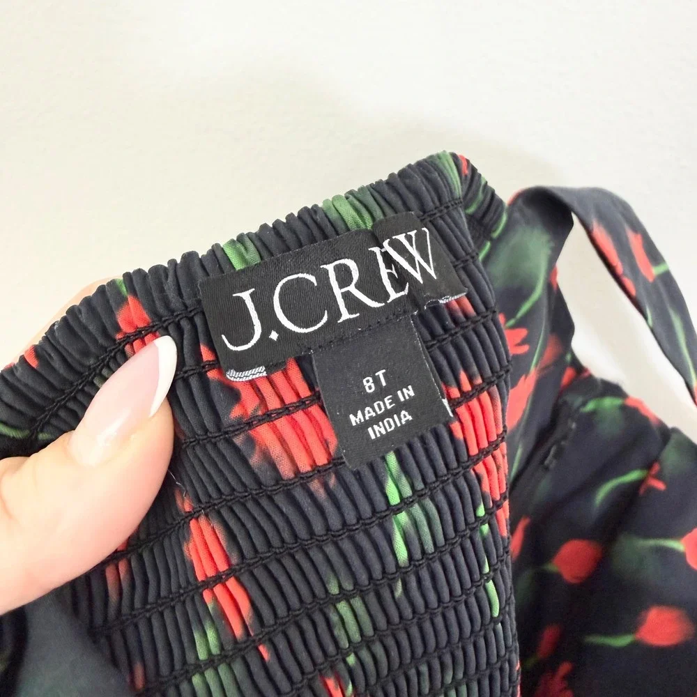 J.Crew Painted Daisy Fit & Flare Mini Dress Black Floral Size 8 Tall